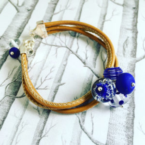 COLLECTION PETITS POIS BRACELET CUIR BLEU MARINE