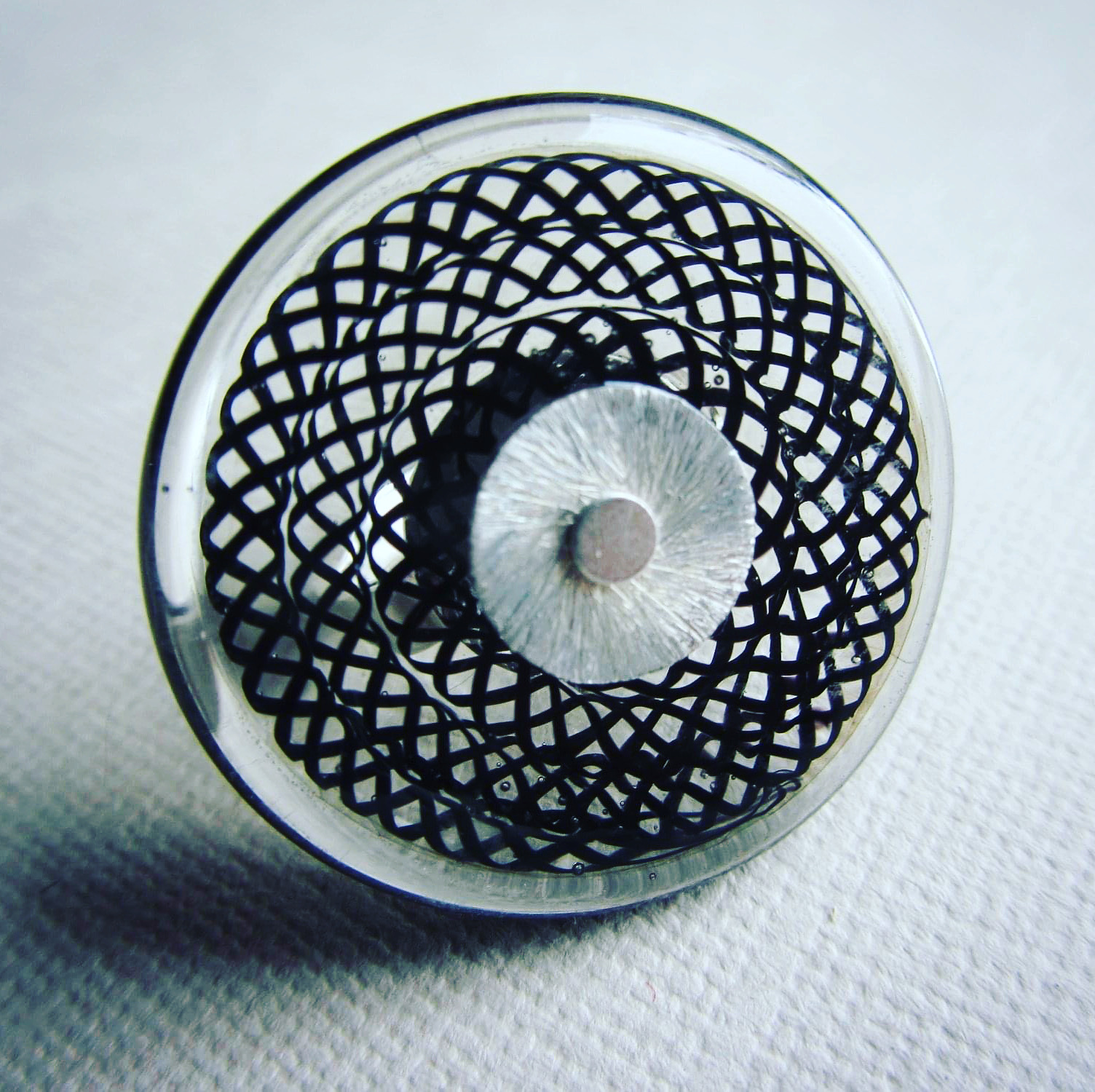 BAGUE TRICOT ARGENT NOIR